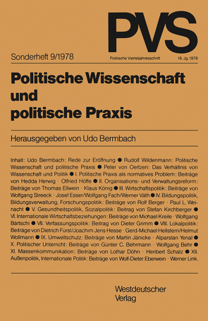 Politische Wissenschaft und politische Praxis von Bermbach,  Udo