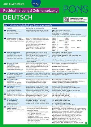 PONS Rechtschreibung und Zeichensetzung auf einen Blick Deutsch