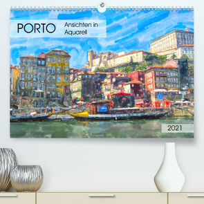 Porto – Ansichten in Aquarell (Premium, hochwertiger DIN A2 Wandkalender 2021, Kunstdruck in Hochglanz) von Frost,  Anja