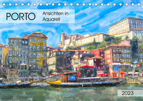 Porto – Ansichten in Aquarell (Tischkalender 2023 DIN A5 quer) von Frost,  Anja