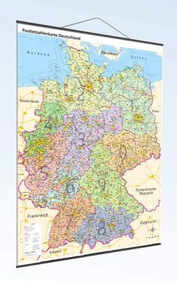 Postleitzahlenkarte Deutschland mit Bundesländern und Metallleisten, DIN A0 von Geometro GmbH,  Matthias Urban