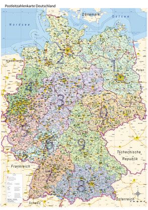 Postleitzahlenkarte Deutschland mit Bundesländern, DIN A0 von Geometro GmbH,  Matthias Urban