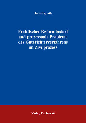 Praktischer Reformbedarf und prozessuale Probleme des Güterichterverfahrens im Zivilprozess von Speth,  Julius