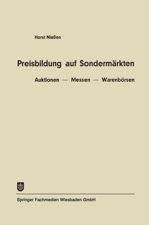 Preisbildung auf Sondermärkten von Niessen,  Horst