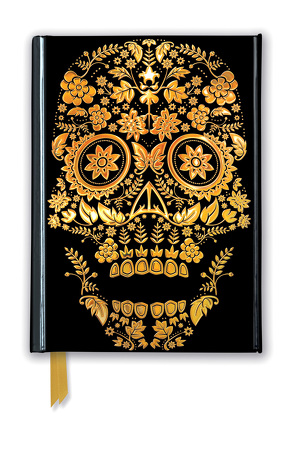 Premium Notizbuch DIN A6: Goldener Sugar Skull