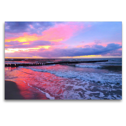 Premium Textil-Leinwand 120 x 80 cm Quer-Format Abendstimmung am Meer | Wandbild, HD-Bild auf Keilrahmen, Fertigbild auf hochwertigem Vlies, Leinwanddruck von Claudia Schimmack