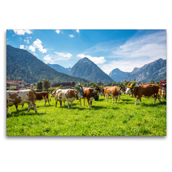 Premium Textil-Leinwand 120 x 80 cm Quer-Format Almabtrieb in Pertisau | Wandbild, HD-Bild auf Keilrahmen, Fertigbild auf hochwertigem Vlies, Leinwanddruck von Stefanie und Philipp Kellmann