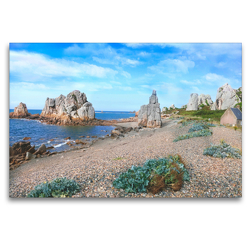 Premium Textil-Leinwand 120 x 80 cm Quer-Format An der Côte de Granit Rose | Wandbild, HD-Bild auf Keilrahmen, Fertigbild auf hochwertigem Vlies, Leinwanddruck von Christine B-B Müller