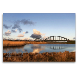 Premium Textil-Leinwand 120 x 80 cm Quer-Format An der Eiderbrücke in Friedrichstadt | Wandbild, HD-Bild auf Keilrahmen, Fertigbild auf hochwertigem Vlies, Leinwanddruck von Annett Mirsberger