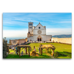 Premium Textil-Leinwand 120 x 80 cm Quer-Format Assisi – Mittelalterliches Herz Italiens | Wandbild, HD-Bild auf Keilrahmen, Fertigbild auf hochwertigem Vlies, Leinwanddruck von Alessandro Tortora