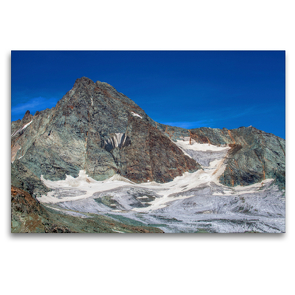 Premium Textil-Leinwand 120 x 80 cm Quer-Format Auf der blauen Wand mit Blick zum Glockner | Wandbild, HD-Bild auf Keilrahmen, Fertigbild auf hochwertigem Vlies, Leinwanddruck von Christa Kramer