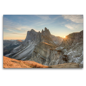 Premium Textil-Leinwand 120 x 80 cm Quer-Format Auf der Seceda in Südtirol | Wandbild, HD-Bild auf Keilrahmen, Fertigbild auf hochwertigem Vlies, Leinwanddruck von Michael Valjak