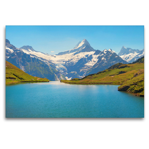 Premium Textil-Leinwand 120 x 80 cm Quer-Format Bachalpsee in den Schweizer Alpen | Wandbild, HD-Bild auf Keilrahmen, Fertigbild auf hochwertigem Vlies, Leinwanddruck von SusaZoom