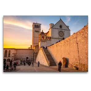 Premium Textil-Leinwand 120 x 80 cm Quer-Format Basilika San Francesco vom unteren Platz aus gesehen | Wandbild, HD-Bild auf Keilrahmen, Fertigbild auf hochwertigem Vlies, Leinwanddruck von Alessandro Tortora