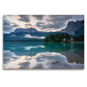 Premium Textil-Leinwand 120 x 80 cm Quer-Format Bergpanorama mit spektakulärem Sonnenaufgang in den Rocky Mountains im Yoho Nationalpark Kanadas | Wandbild, HD-Bild auf Keilrahmen, Fertigbild auf hochwertigem Vlies, Leinwanddruck von alfotokunst