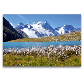 Premium Textil-Leinwand 120 x 80 cm Quer-Format Bergsee Lac Goléon, Frankreich | Wandbild, HD-Bild auf Keilrahmen, Fertigbild auf hochwertigem Vlies, Leinwanddruck von Jürgen Feuerer