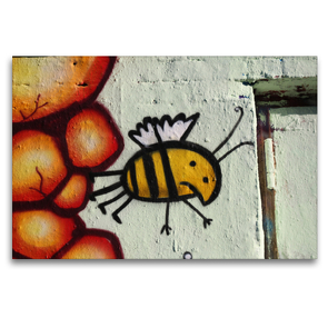 Premium Textil-Leinwand 120 x 80 cm Quer-Format Bienen Graffiti | Wandbild, HD-Bild auf Keilrahmen, Fertigbild auf hochwertigem Vlies, Leinwanddruck von SchnelleWelten