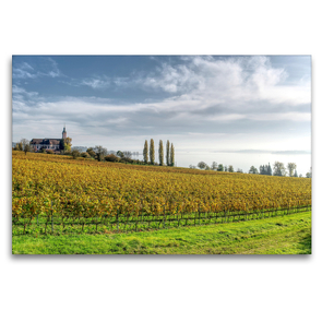 Premium Textil-Leinwand 120 x 80 cm Quer-Format Birnau: Die Basilika liegt inmitten der Reben von Deutschlands südlichstem Weinanbaugebiet. | Wandbild, HD-Bild auf Keilrahmen, Fertigbild auf hochwertigem Vlies, Leinwanddruck von Christof Vieweg