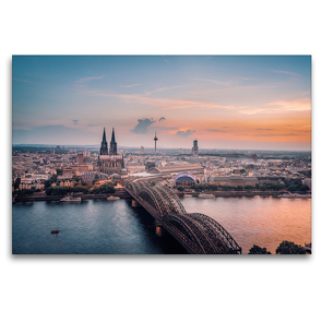 Premium Textil-Leinwand 120 x 80 cm Quer-Format Blick auf den Kölner Dom | Wandbild, HD-Bild auf Keilrahmen, Fertigbild auf hochwertigem Vlies, Leinwanddruck von Alexander Gründel