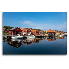 Premium Textil-Leinwand 120 x 80 cm Quer-Format Blick auf den Ort Hamburgsund in Schweden | Wandbild, HD-Bild auf Keilrahmen, Fertigbild auf hochwertigem Vlies, Leinwanddruck von Rico Ködder