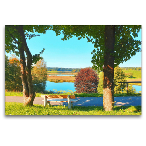 Premium Textil-Leinwand 120 x 80 cm Quer-Format Blick auf die Osterseen | Wandbild, HD-Bild auf Keilrahmen, Fertigbild auf hochwertigem Vlies, Leinwanddruck von Michaela Schimmack