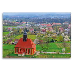 Premium Textil-Leinwand 120 x 80 cm Quer-Format Blick über die Weinbergkirche Pillnitz ins Elbtal | Wandbild, HD-Bild auf Keilrahmen, Fertigbild auf hochwertigem Vlies, Leinwanddruck von N N