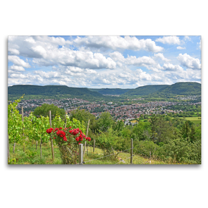 Premium Textil-Leinwand 120 x 80 cm Quer-Format Blick vom Georgenberg ins Echaztal | Wandbild, HD-Bild auf Keilrahmen, Fertigbild auf hochwertigem Vlies, Leinwanddruck von GUGIGEI