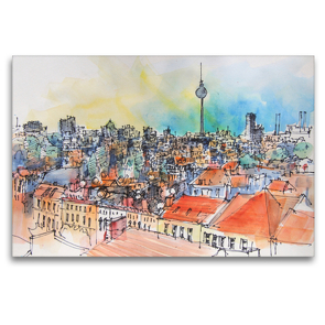 Premium Textil-Leinwand 120 x 80 cm Quer-Format Blick vom „Klunkerkranich“ auf Berlin | Wandbild, HD-Bild auf Keilrahmen, Fertigbild auf hochwertigem Vlies, Leinwanddruck von Eckard Funck