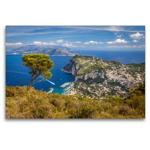 Premium Textil-Leinwand 120 x 80 cm Quer-Format Blick vom Monte Solare auf Capri nach Neapel | Wandbild, HD-Bild auf Keilrahmen, Fertigbild auf hochwertigem Vlies, Leinwanddruck von Christian Müringer