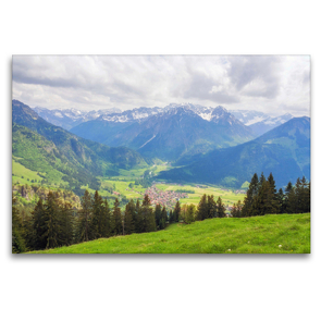 Premium Textil-Leinwand 120 x 80 cm Quer-Format Blick vom Oberjoch | Wandbild, HD-Bild auf Keilrahmen, Fertigbild auf hochwertigem Vlies, Leinwanddruck von VogtArt