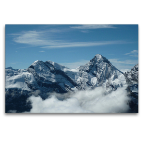 Premium Textil-Leinwand 120 x 80 cm Quer-Format Blick vom Schilthorn | Wandbild, HD-Bild auf Keilrahmen, Fertigbild auf hochwertigem Vlies, Leinwanddruck von Schwan