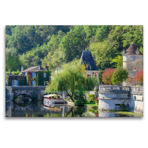 Premium Textil-Leinwand 120 x 80 cm Quer-Format Brantome – Das Venedig der Dordogne | Wandbild, HD-Bild auf Keilrahmen, Fertigbild auf hochwertigem Vlies, Leinwanddruck von Petra Saf Photography