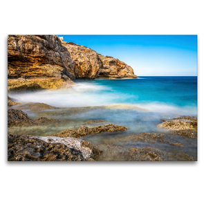 Premium Textil-Leinwand 120 x 80 cm Quer-Format Cala Magrana Bucht | Wandbild, HD-Bild auf Keilrahmen, Fertigbild auf hochwertigem Vlies, Leinwanddruck von Marc Alexander Kunze