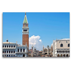 Premium Textil-Leinwand 120 x 80 cm Quer-Format Campanile und Markusplatz in Venedig in Itlaien | Wandbild, HD-Bild auf Keilrahmen, Fertigbild auf hochwertigem Vlies, Leinwanddruck von Marion Meyer © Stimmungsbilder1