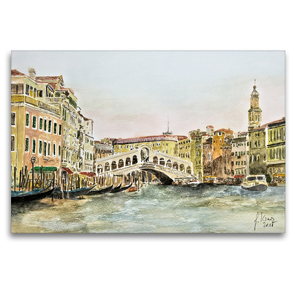 Premium Textil-Leinwand 120 x 80 cm Quer-Format Canale Grande mit Rialto Brücke | Wandbild, HD-Bild auf Keilrahmen, Fertigbild auf hochwertigem Vlies, Leinwanddruck von Gerhard Kraus