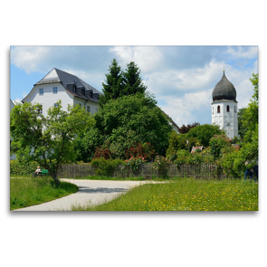 Premium Textil-Leinwand 120 x 80 cm Quer-Format Chiemsee – Willkommen auf der Fraueninsel | Wandbild, HD-Bild auf Keilrahmen, Fertigbild auf hochwertigem Vlies, Leinwanddruck von Dieter-M. Wilczek