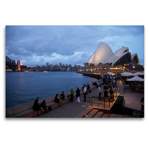 Premium Textil-Leinwand 120 x 80 cm Quer-Format Circular Quay und Opera Bar in Sydney | Wandbild, HD-Bild auf Keilrahmen, Fertigbild auf hochwertigem Vlies, Leinwanddruck von Peter Schickert