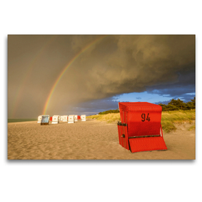 Premium Textil-Leinwand 120 x 80 cm Quer-Format Das Ende des Regenbogens liegt am Strand | Wandbild, HD-Bild auf Keilrahmen, Fertigbild auf hochwertigem Vlies, Leinwanddruck von Christian Müringer