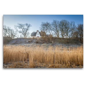 Premium Textil-Leinwand 120 x 80 cm Quer-Format Deichhaus auf Sylt | Wandbild, HD-Bild auf Keilrahmen, Fertigbild auf hochwertigem Vlies, Leinwanddruck von Christian Müringer