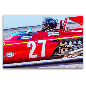 Premium Textil-Leinwand 120 x 80 cm Quer-Format Der Belgier Jacky Ickx wurde in der Formel 1 Vizeweltmeister der Jahre 1969 und 1970. | Wandbild, HD-Bild auf Keilrahmen, Fertigbild auf hochwertigem Vlies, Leinwanddruck von Jean-Louis Glineur