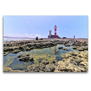 Premium Textil-Leinwand 120 x 80 cm Quer-Format Der Leuchtturm Faro del Tostón auf Fuerteventura | Wandbild, HD-Bild auf Keilrahmen, Fertigbild auf hochwertigem Vlies, Leinwanddruck von Mathias Calabotta