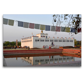 Premium Textil-Leinwand 120 x 80 cm Quer-Format Der Maya-Devi-Tempel mit der Ashoka-Säule in Lumbini gilt als Geburtsort von Buddha | Wandbild, HD-Bild auf Keilrahmen, Fertigbild auf hochwertigem Vlies, Leinwanddruck von Ulrich Senff