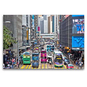 Premium Textil-Leinwand 120 x 80 cm Quer-Format Des Voeux Road Central, Hong Kong | Wandbild, HD-Bild auf Keilrahmen, Fertigbild auf hochwertigem Vlies, Leinwanddruck von Alexander Nadler M.A.