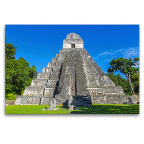 Premium Textil-Leinwand 120 x 80 cm Quer-Format Die 45 m hohe Pyramide des Großen Jaguar in Tikal ist das berühmteste Wahrzeichen der Maya-Welt. | Wandbild, HD-Bild auf Keilrahmen, Fertigbild auf hochwertigem Vlies, Leinwanddruck von Stefan Schütter