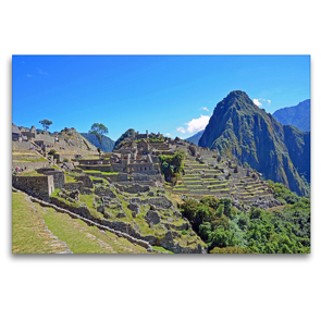 Premium Textil-Leinwand 120 x 80 cm Quer-Format Die berühmte Inkastadt Machu Picchu mit dem 2720 m hohen Huayna Picchu | Wandbild, HD-Bild auf Keilrahmen, Fertigbild auf hochwertigem Vlies, Leinwanddruck von N N