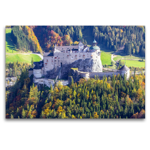 Premium Textil-Leinwand 120 x 80 cm Quer-Format Die Festung Hohenwerfen | Wandbild, HD-Bild auf Keilrahmen, Fertigbild auf hochwertigem Vlies, Leinwanddruck von Christa Kramer