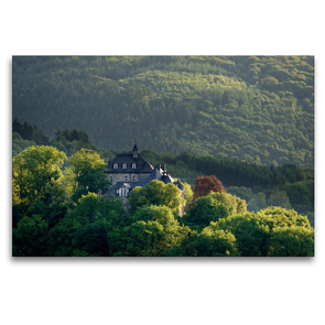 Premium Textil-Leinwand 120 x 80 cm Quer-Format Die Freusburg bei Kirchen/Sieg | Wandbild, HD-Bild auf Keilrahmen, Fertigbild auf hochwertigem Vlies, Leinwanddruck von Matthias Schaefgen