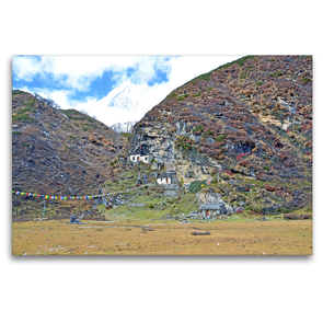 Premium Textil-Leinwand 120 x 80 cm Quer-Format Die Pungyen Gompa nahe des Manaslu bei Samagaon auf 4060 m Höhe ist heute unbewohnt | Wandbild, HD-Bild auf Keilrahmen, Fertigbild auf hochwertigem Vlies, Leinwanddruck von N N