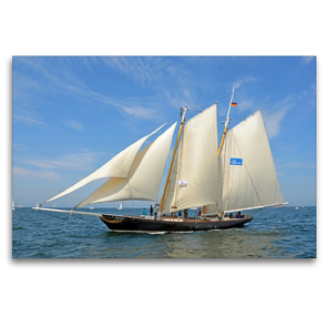 Premium Textil-Leinwand 120 x 80 cm Quer-Format Die „Skythia“, ein Nachbau der legendären Segelyacht „America“, Gewinnerin des America´s Cup 1851 | Wandbild, HD-Bild auf Keilrahmen, Fertigbild auf hochwertigem Vlies, Leinwanddruck von Ulrich Senff