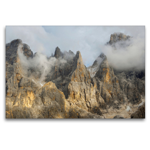 Premium Textil-Leinwand 120 x 80 cm Quer-Format Die wilden Gipfel der Pala Gruppe über dem Val Venegia in den Dolomiten des Trentino | Wandbild, HD-Bild auf Keilrahmen, Fertigbild auf hochwertigem Vlies, Leinwanddruck von Martin Zwick